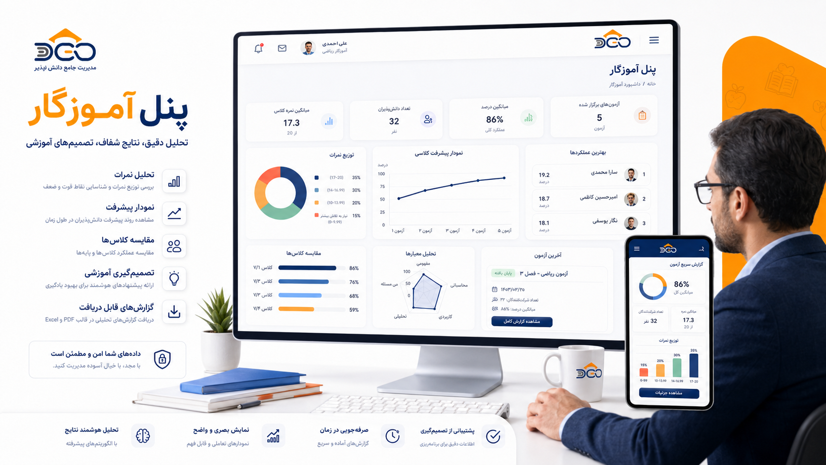نمایش پنل حضور و غیاب هوشمند دانش‌آموزان در سامانه مجد